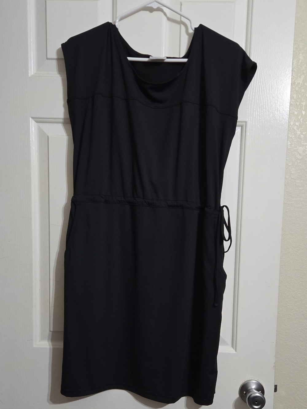 Columbia Black Mini Dress with Side Drawstring